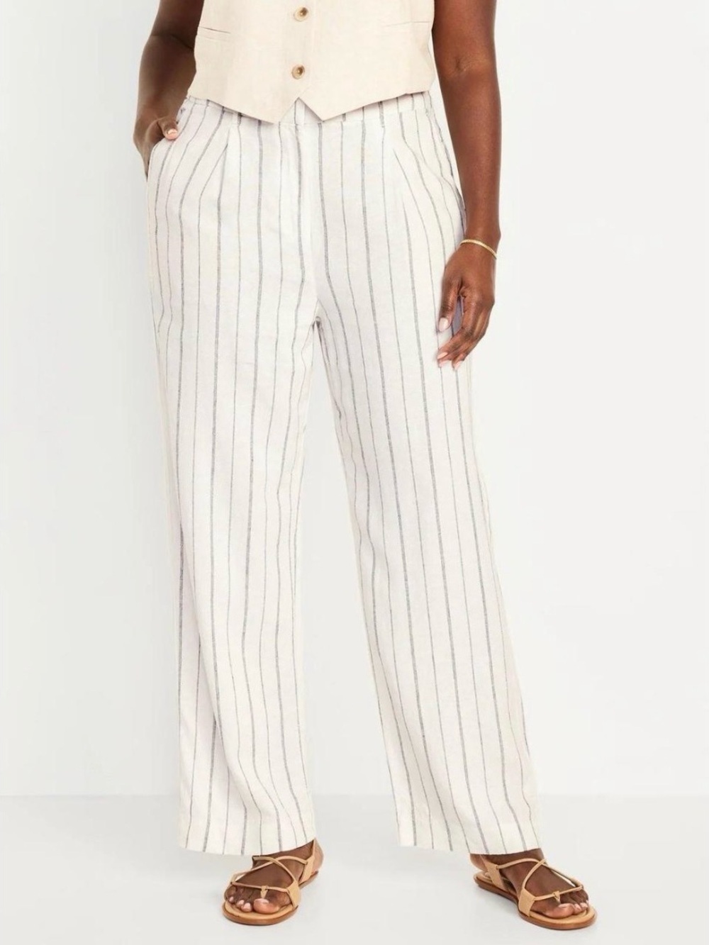 Extra High-Waisted Linen-Blend Taylor Wide-Leg Trouser Pants 3X